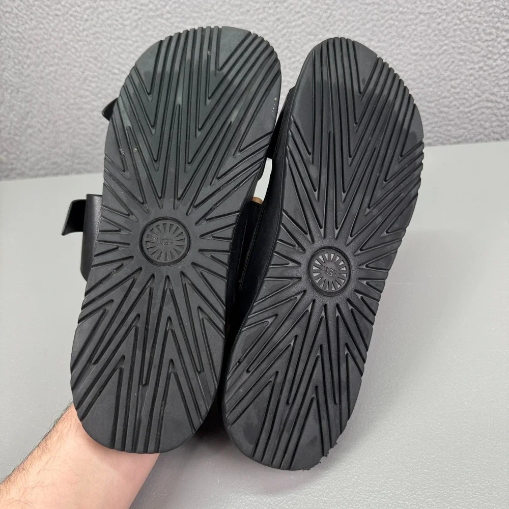 UGG Sandals Mens 14 Black Wainscott Buckle Slides Leather Beach Everyday Comfort
